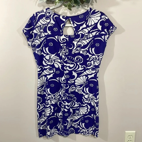 Lilly Pulitzer Pima Cotton T-shirt Dress Purple and White Shell XS - Picture 8 of 16
